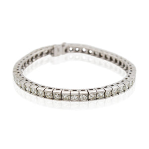 Estate White Gold Bar Set Diamond Tennis Bracelet