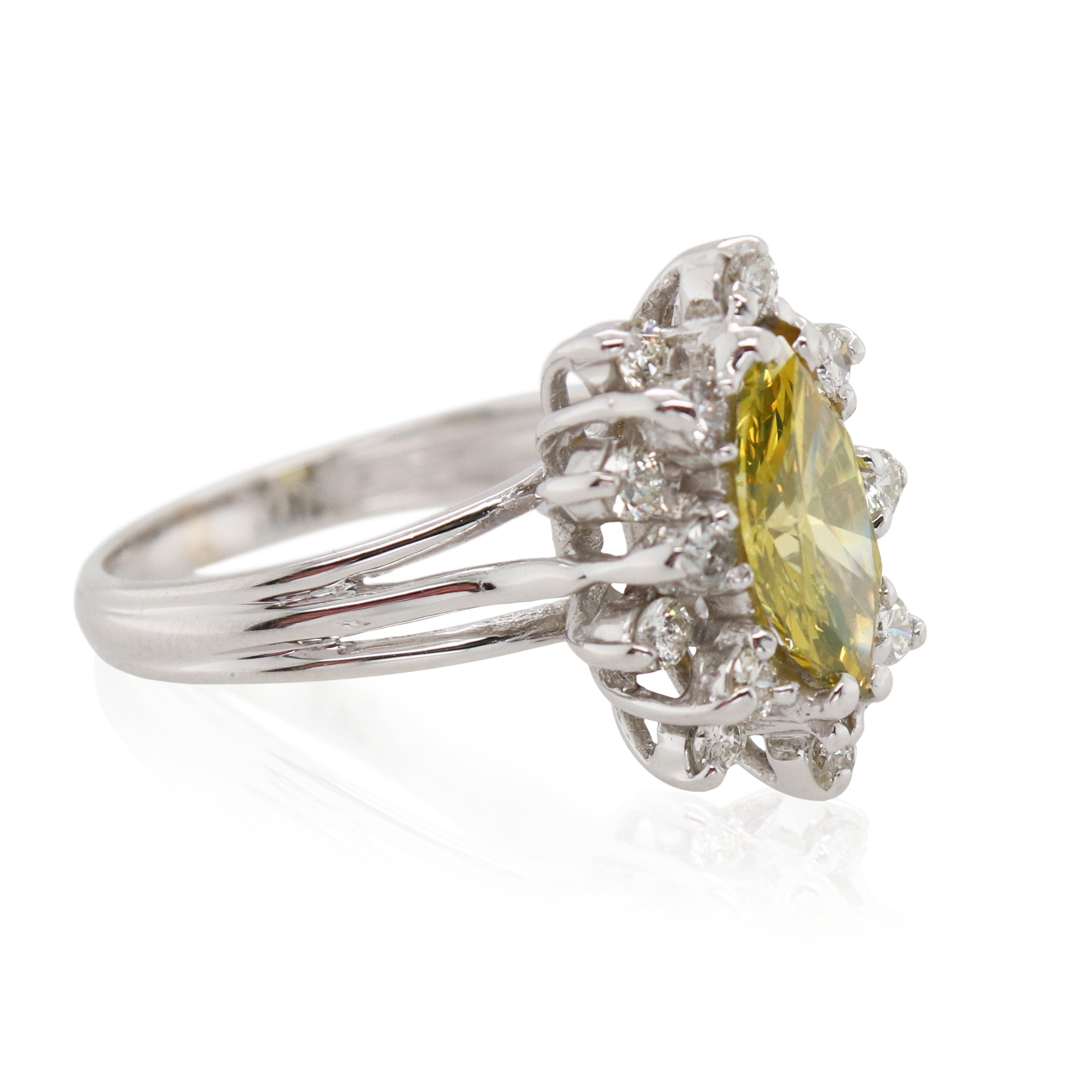1.09ct Marquise Cut Yellow Diamond Ring