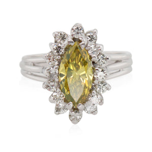 1.09ct Marquise Cut Yellow Diamond Ring