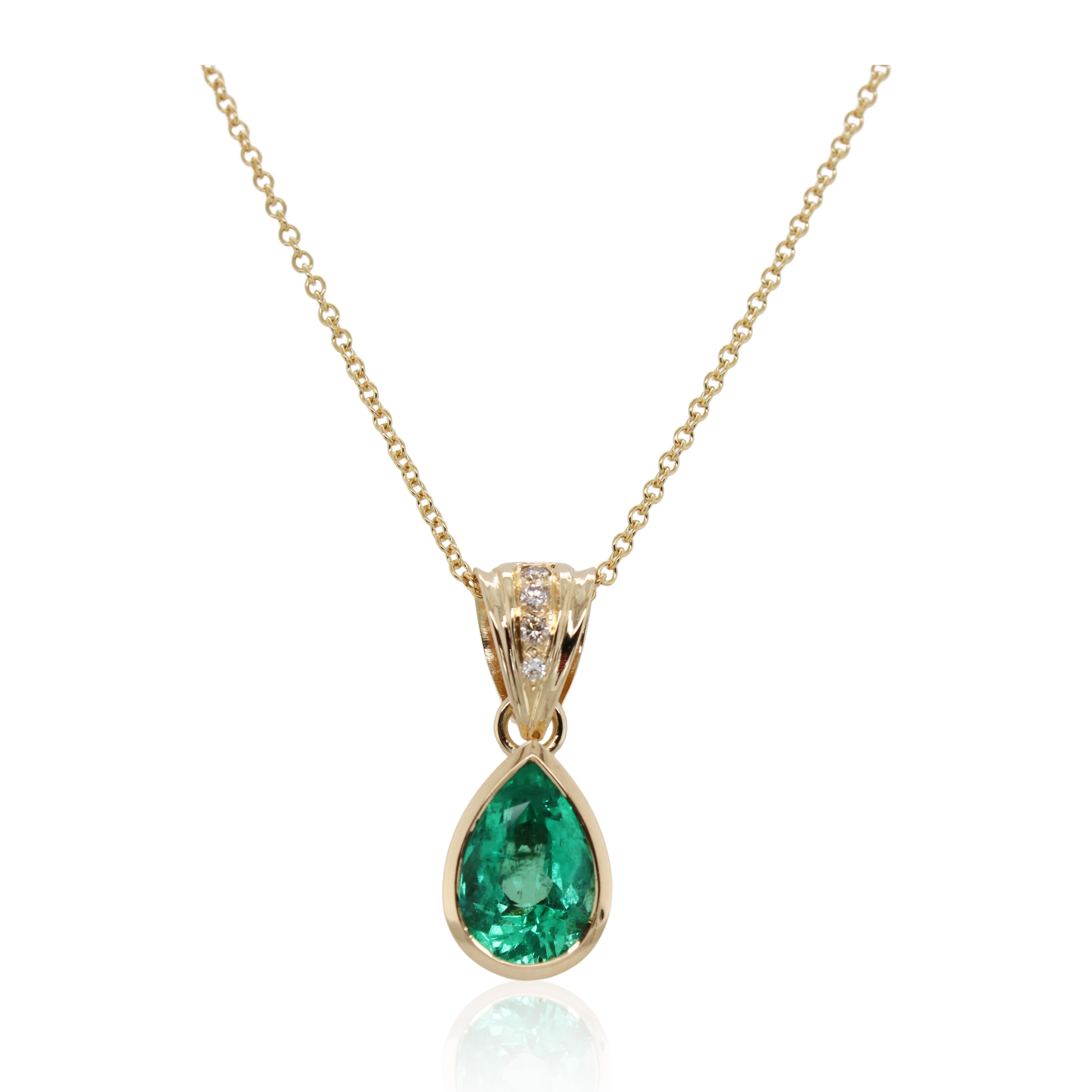 Estate 3ct Emerald and Diamond Pendant