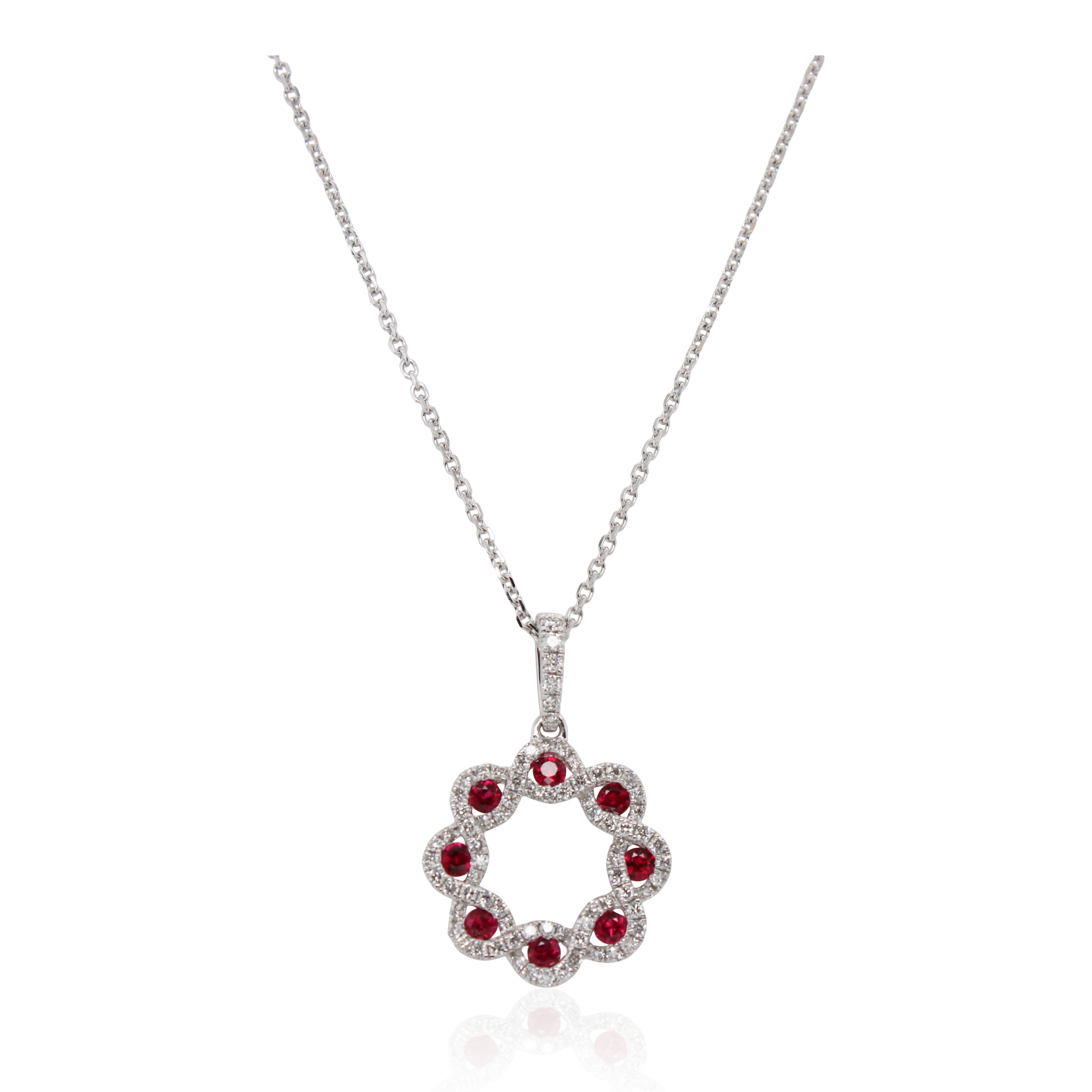 Ruby and Pavé Diamond Wreath Pendant