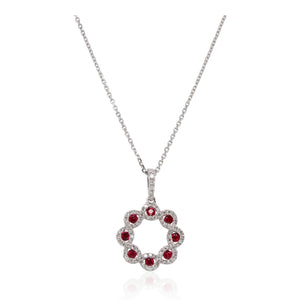 Ruby and Pavé Diamond Wreath Pendant