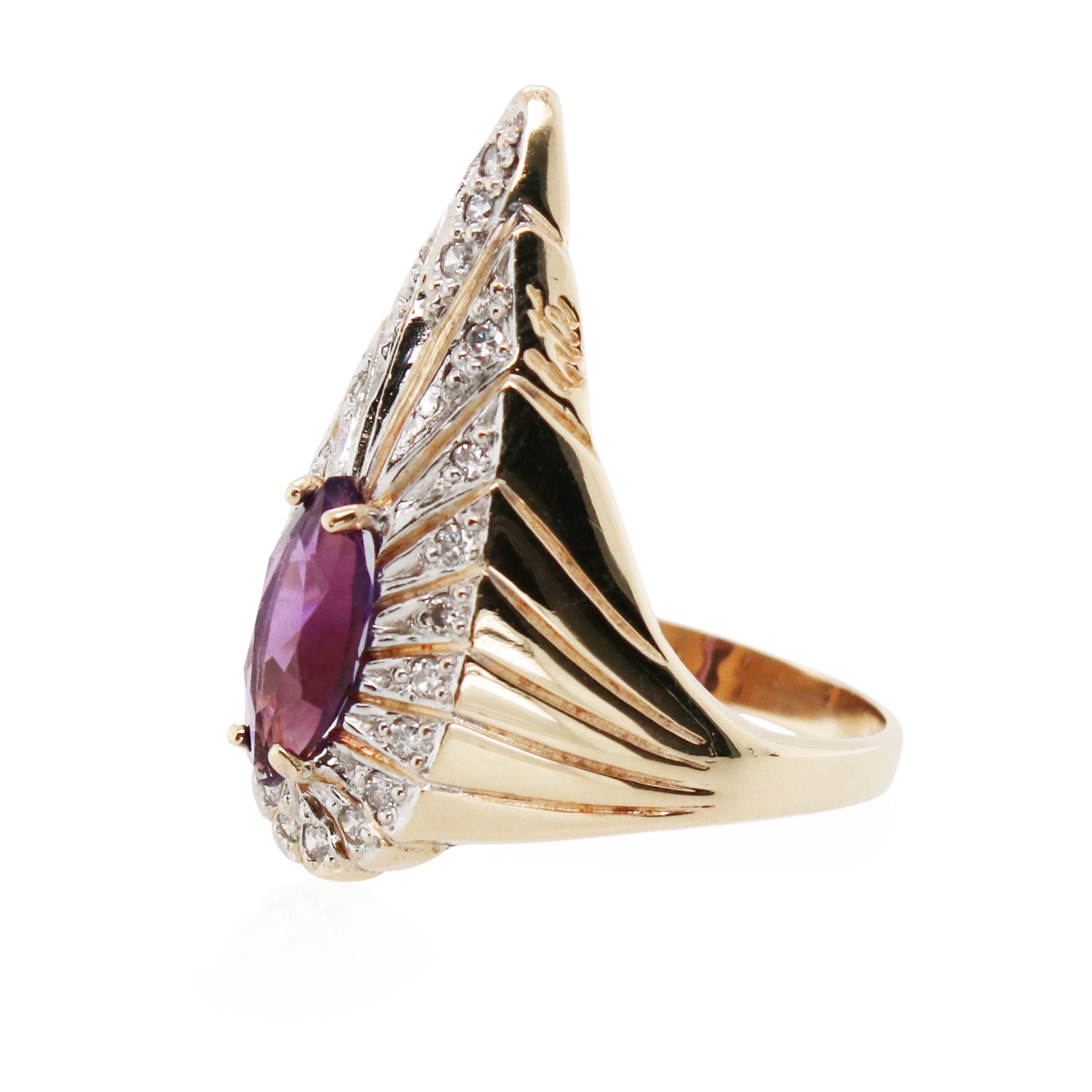 Marquise Amethyst and Diamond Fashion Ring