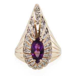 Marquise Amethyst and Diamond Ring
