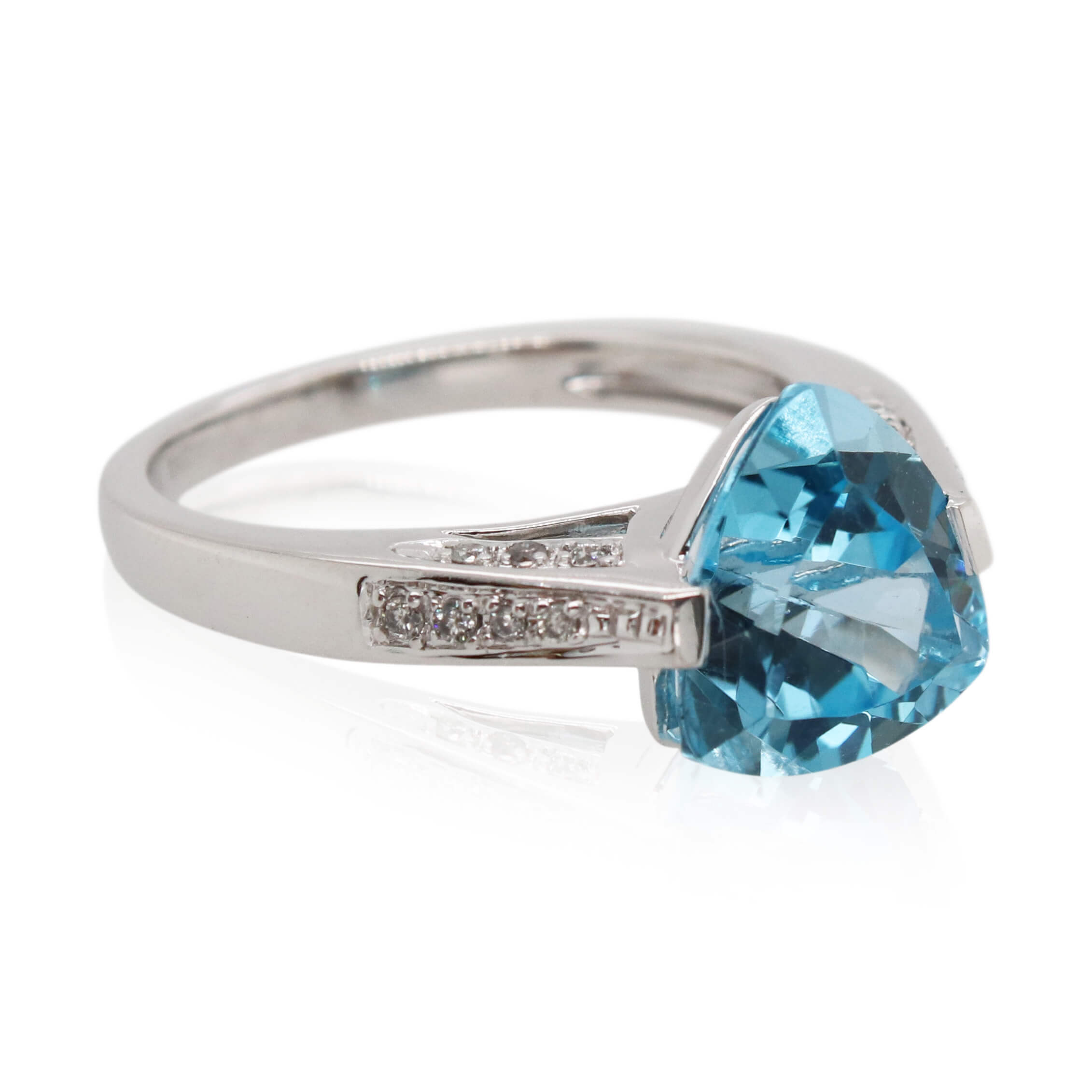 Estate Trillion Cut Blue Topaz and Diamond Ring