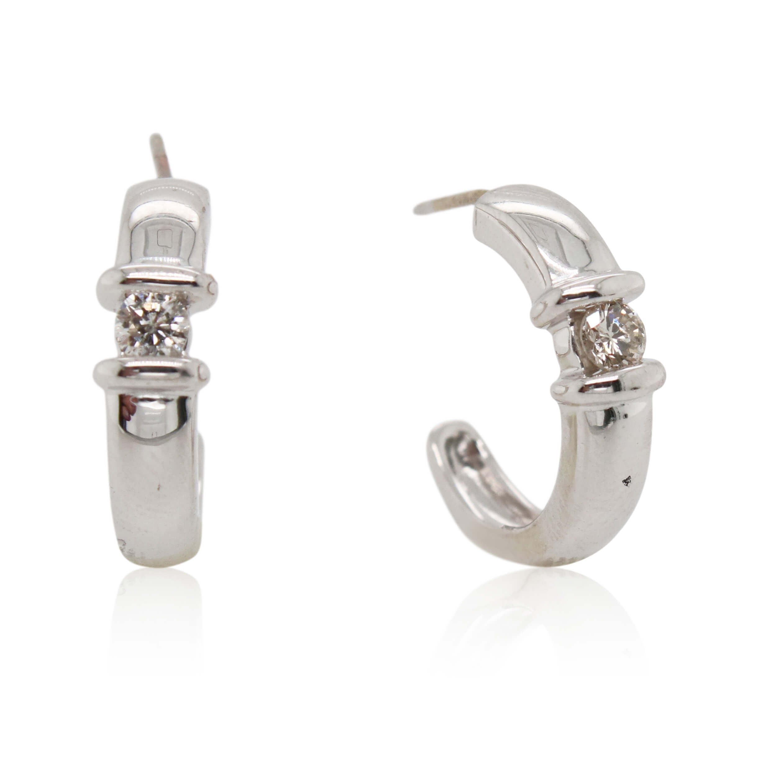 Estate 0.20ct Total Weight Diamond "J" Hoops