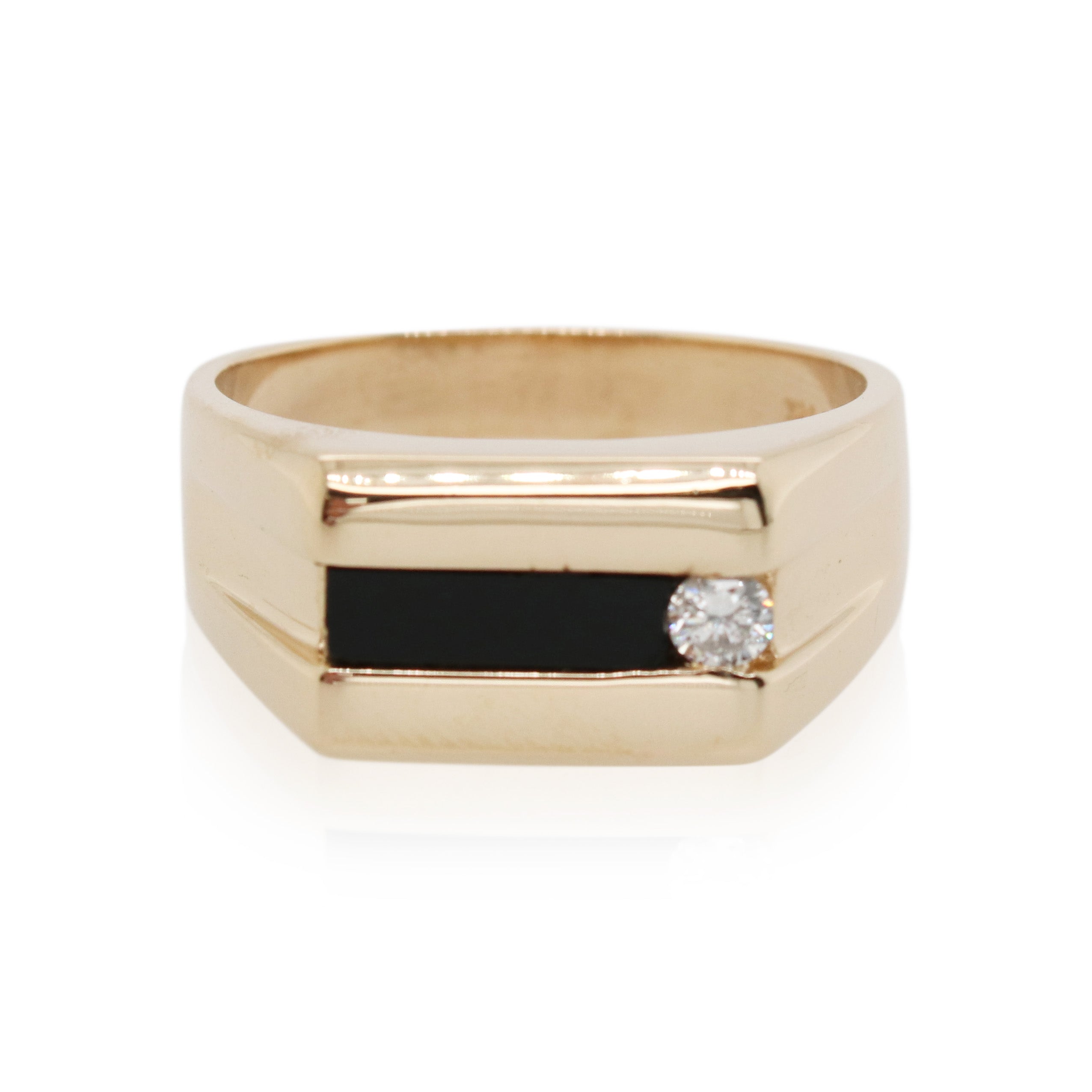 Black Onyx and Diamond Accented Ring