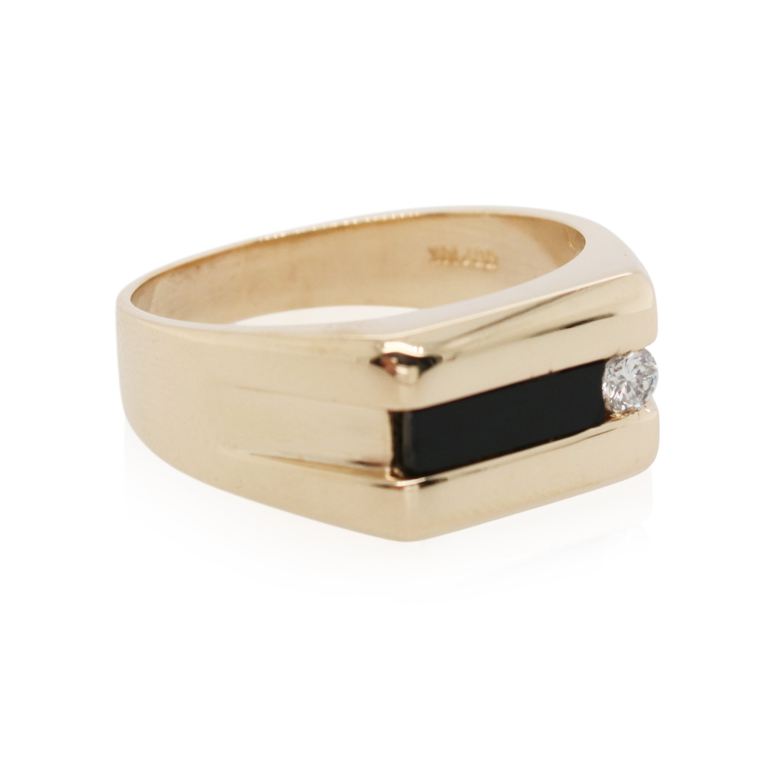 Black Onyx and Diamond Accented Ring