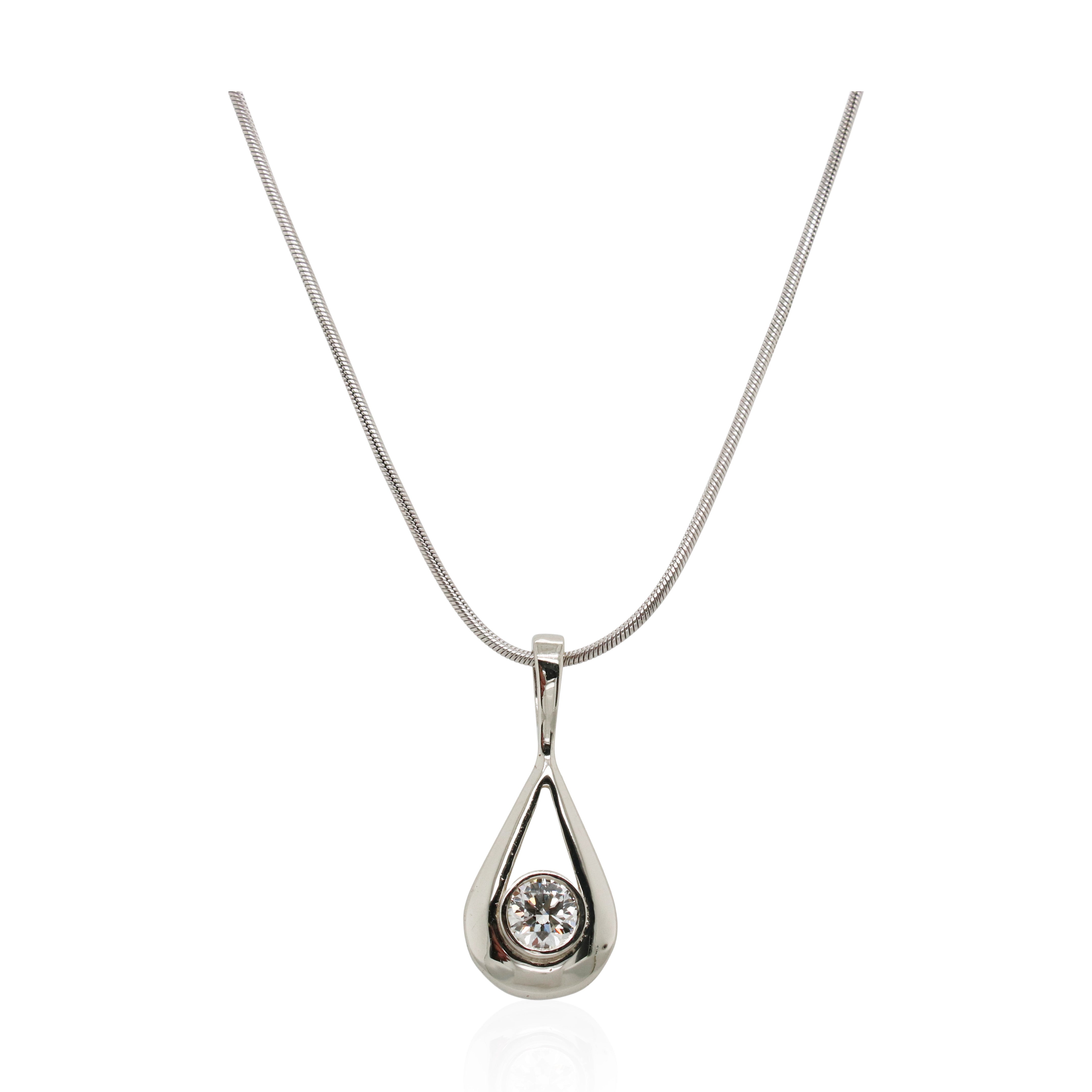 0.50ct Bezel Set Diamond Teardrop Pendant