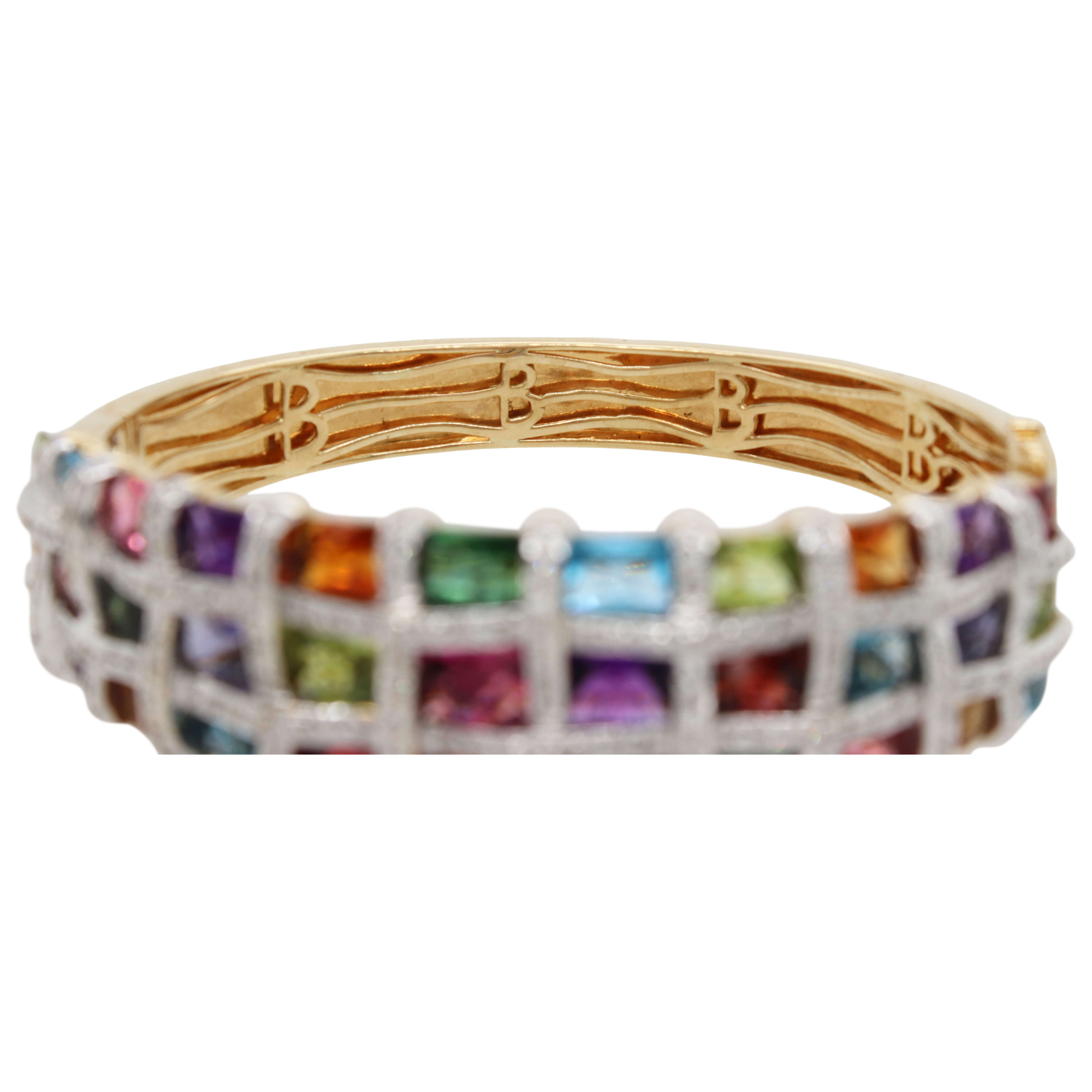Estate Bellarri Mosaic Colored Gemstone and Diamond Bracelet