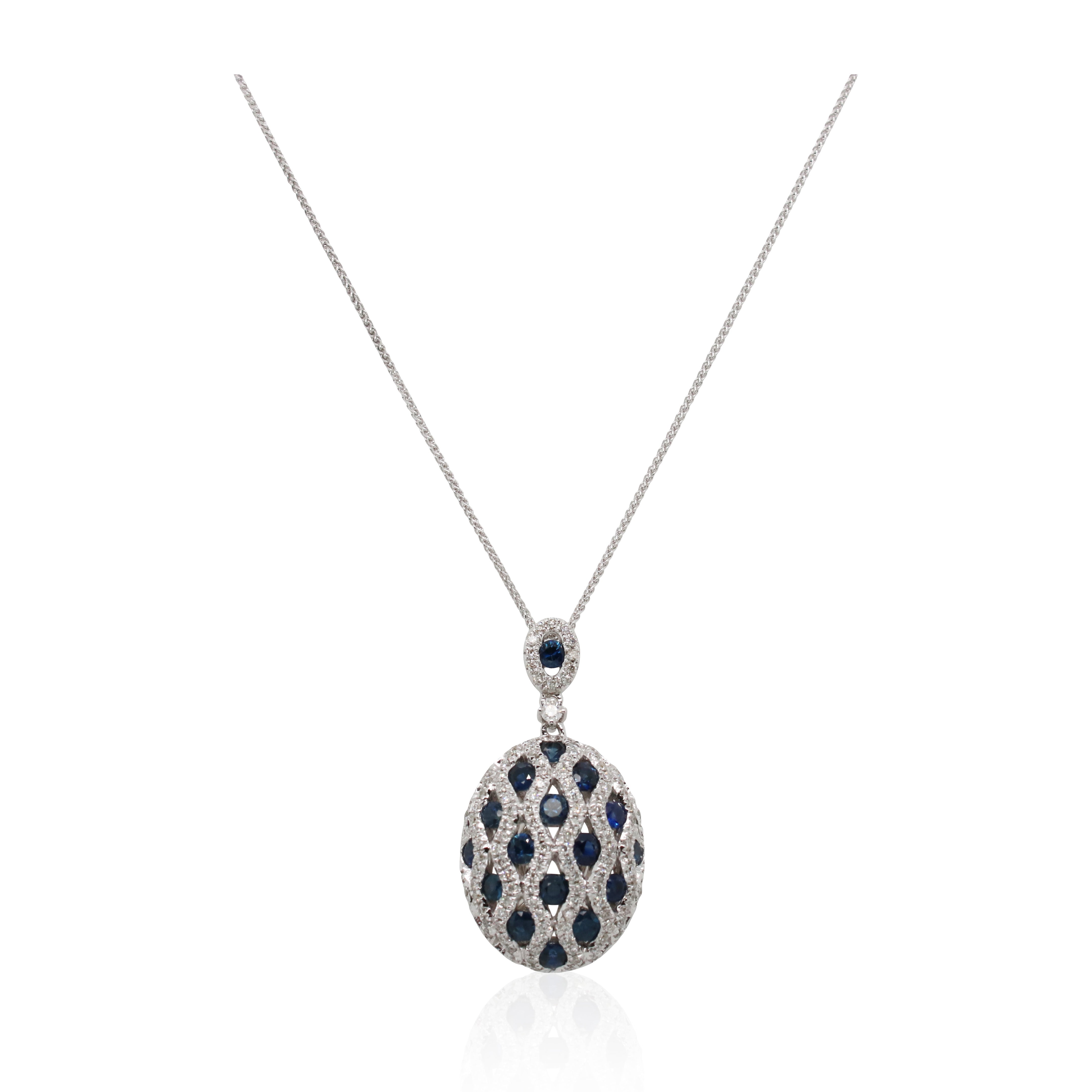Estate Sapphire and Diamond Lattice Pendant