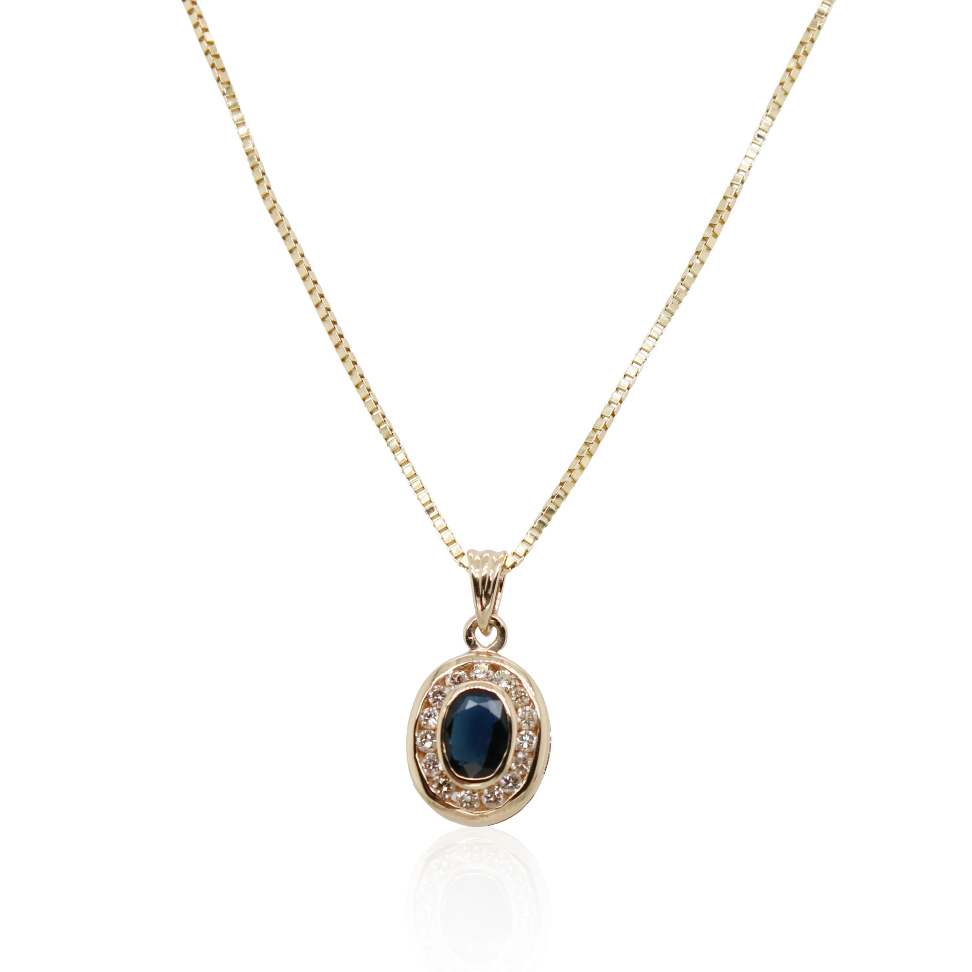 Estate Oval Sapphire and Halo Diamond Pendant