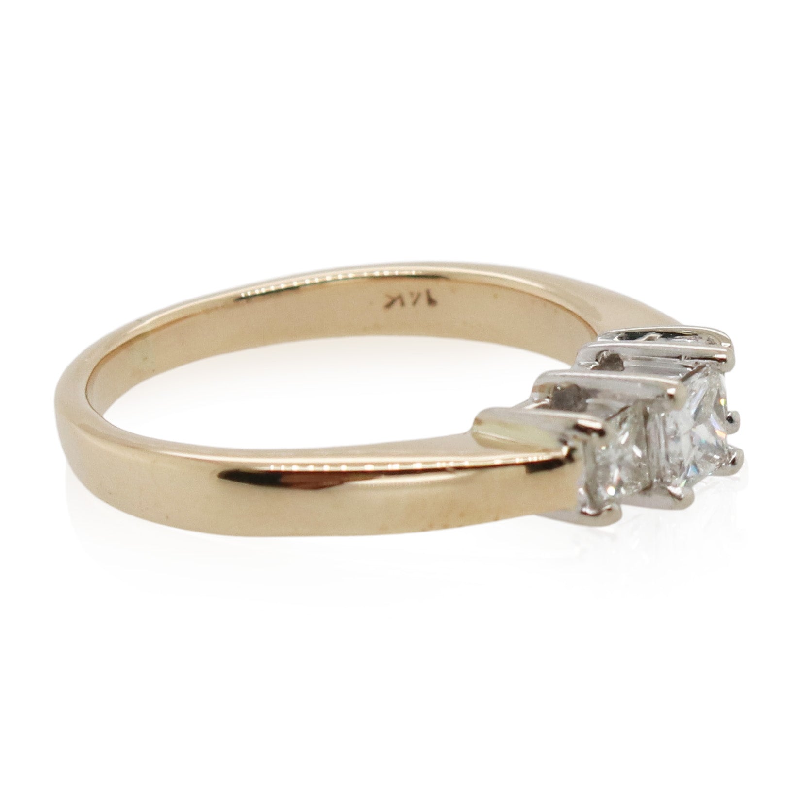 Estate Princess Cut Diamond 3 Stone Ring