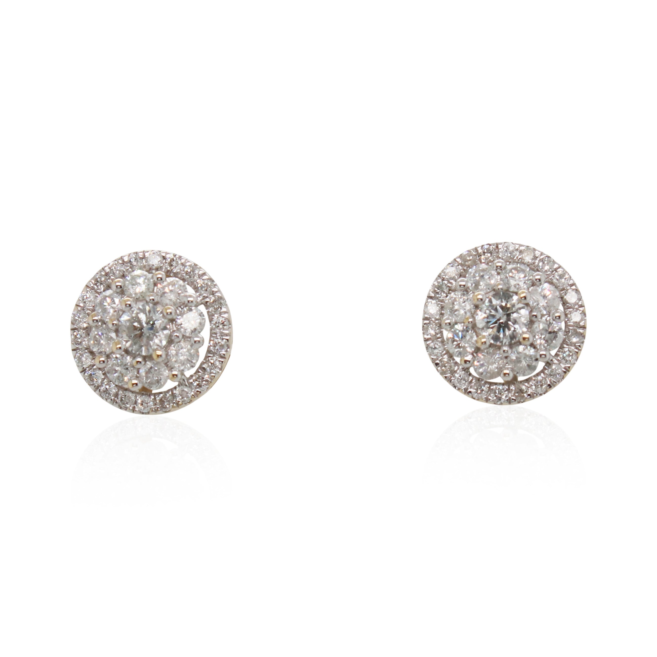Estate Diamond Cluster Stud Earrings