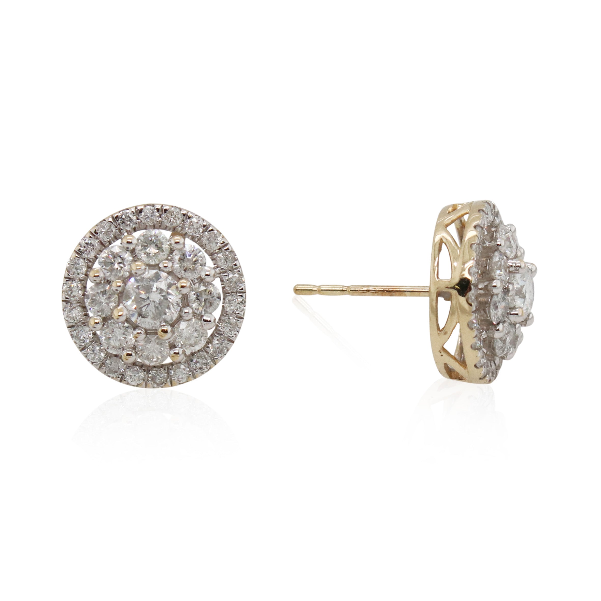 Estate Diamond Cluster Stud Earrings