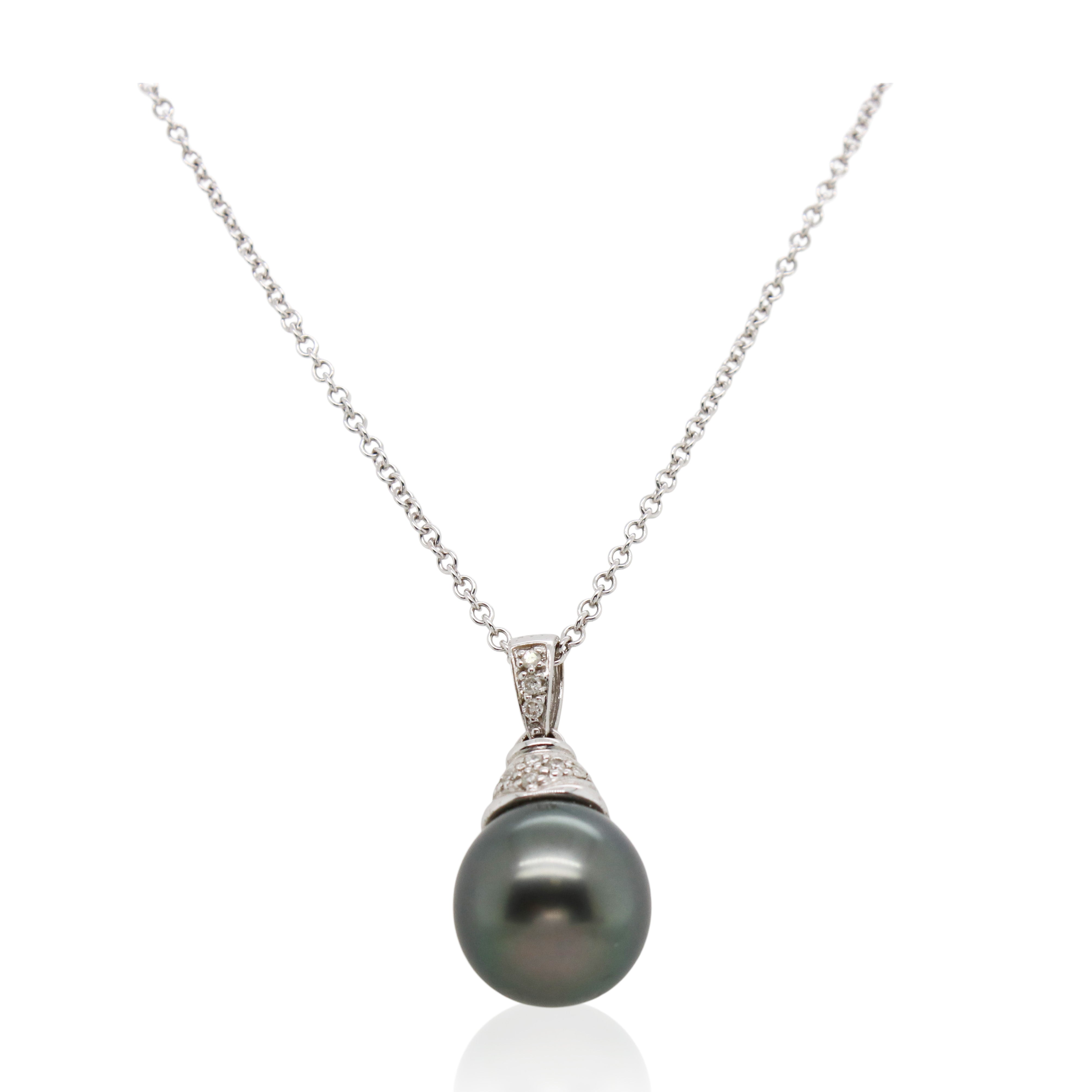 Estate Tahitian Pearl and Diamond Pendant