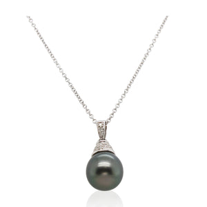 Estate Tahitian Pearl and Diamond Pendant