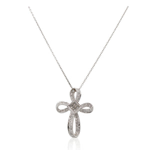 Estate Diamond Twisted Cross Pendant