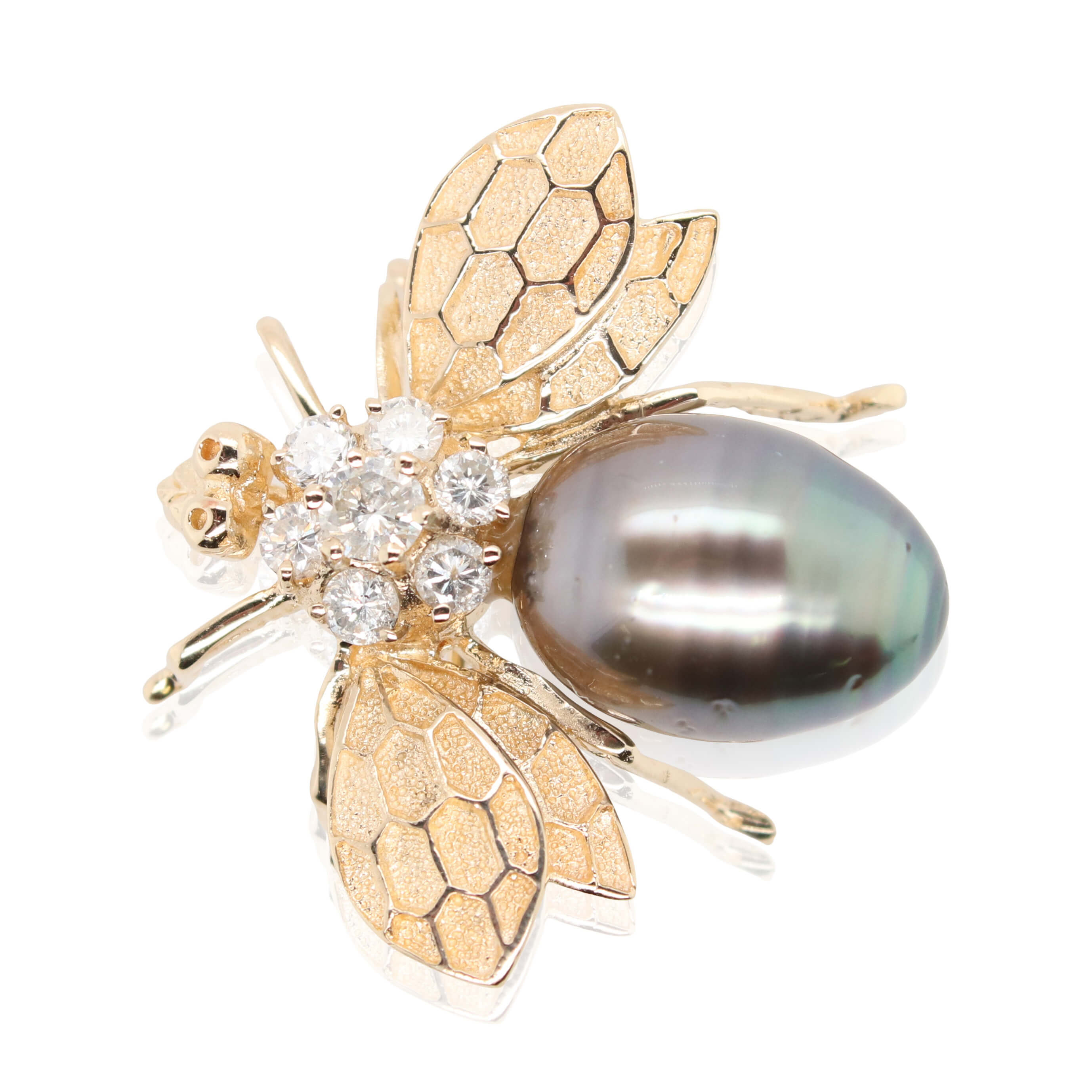 Diamond and Pearl Bee Brooch