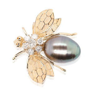 Diamond and Pearl Bee Brooch