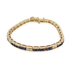 Bar Set Sapphire and Diamond Link Bracelet