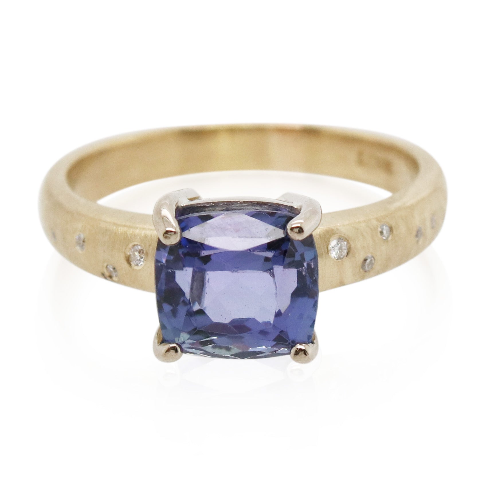2.35ct Cushion Cut Tanzanite and Diamond Ring