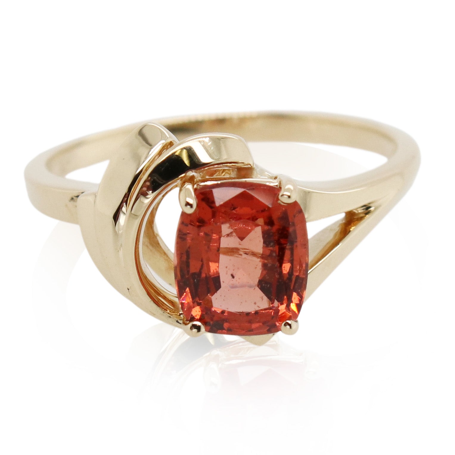 1.75ct Cushion Cut Peach Garnet Ring