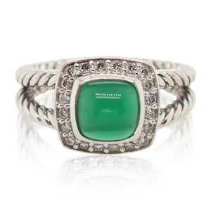 Estate David Yurman Green Chalcedony and Diamond Ring
