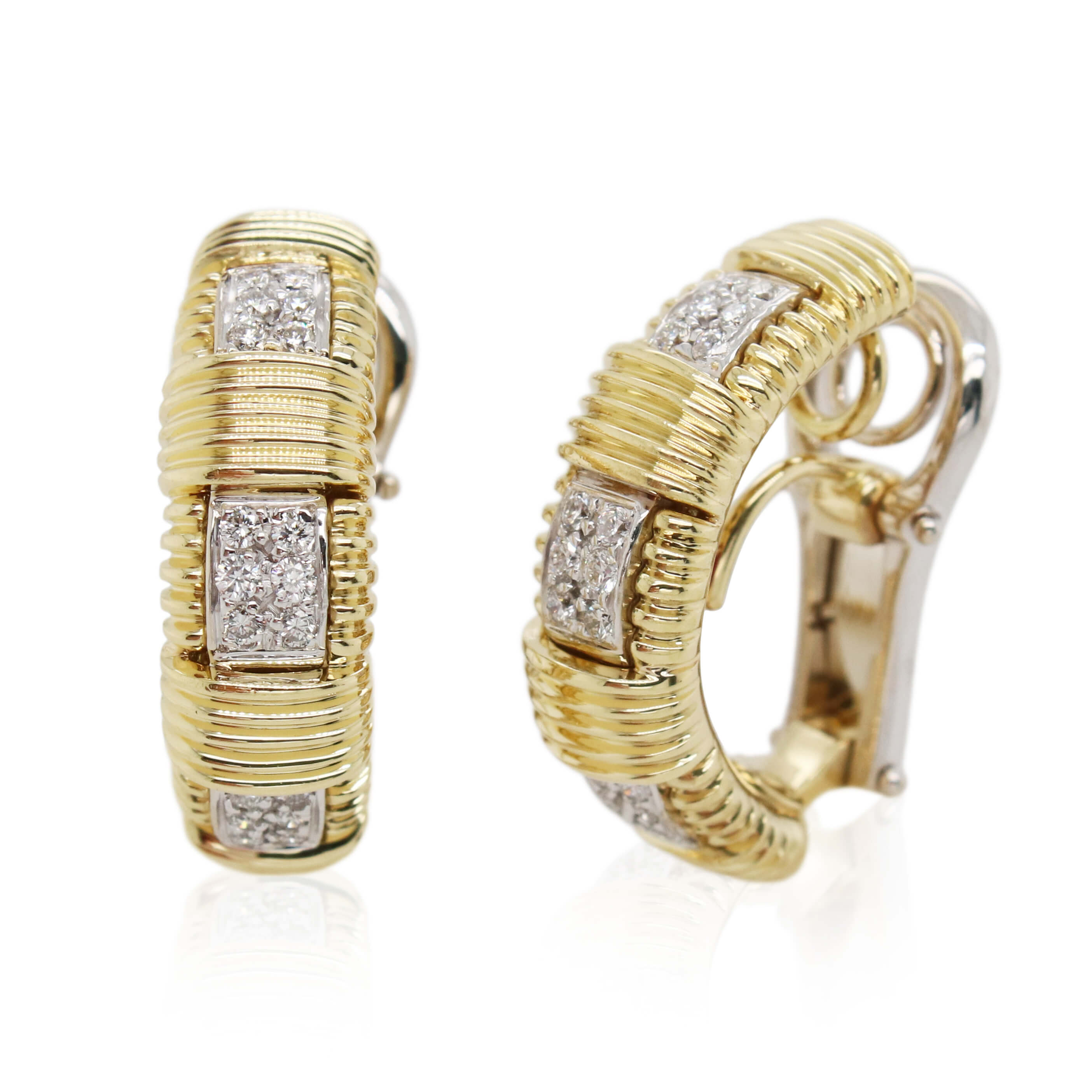 Estate Roberto Coin Diamond Cluster Station Huggie Hoops