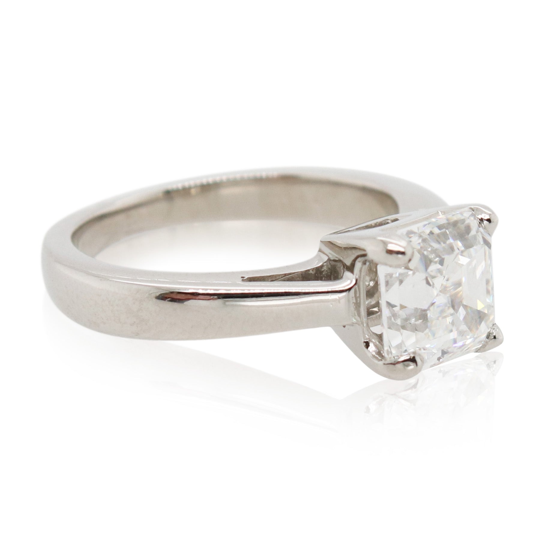 Estate 1.56ct Square Emerald Cut Diamond Engagement Ring