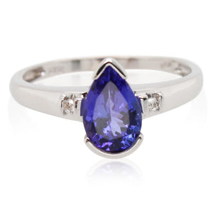 Estate 1.50ct Pear Shaped Tanzanite and Diamond Ring