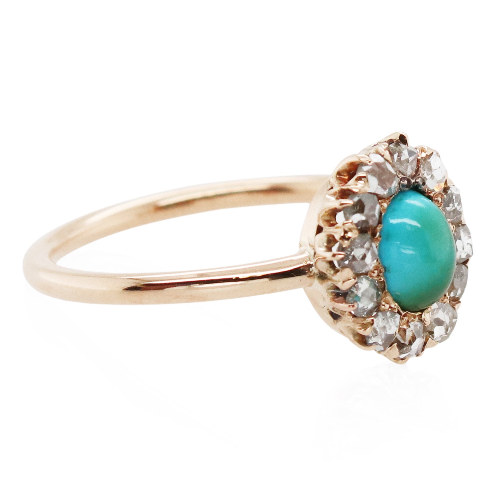 Estate Oval Turquoise and Diamond Ring
