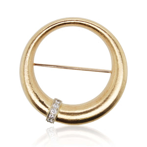 Diamond Accented Circle Brooch