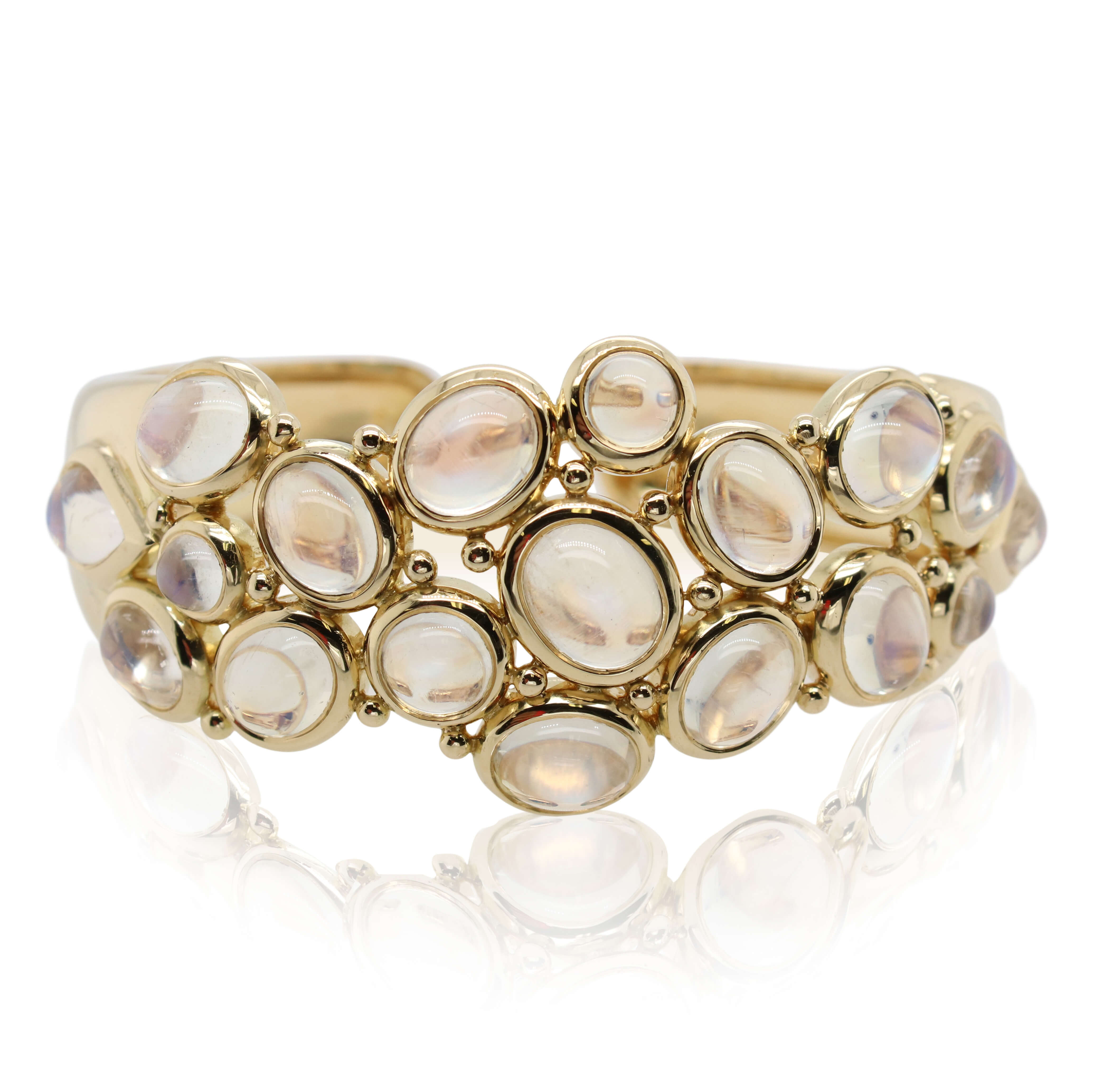 Yellow Gold Moonstone Cuff Bracelet
