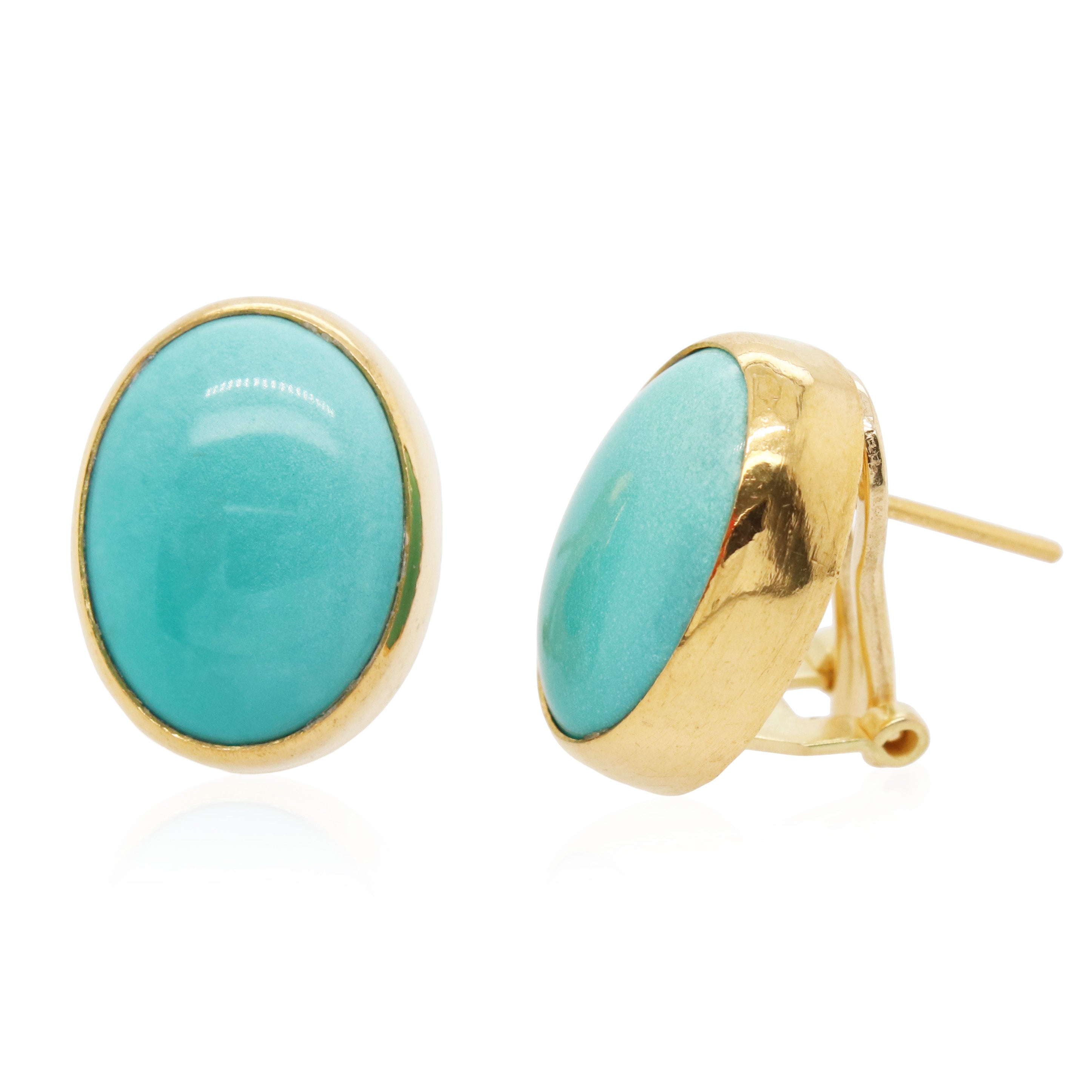 Estate Gurhan 24k Yellow Gold Turquoise Earrings