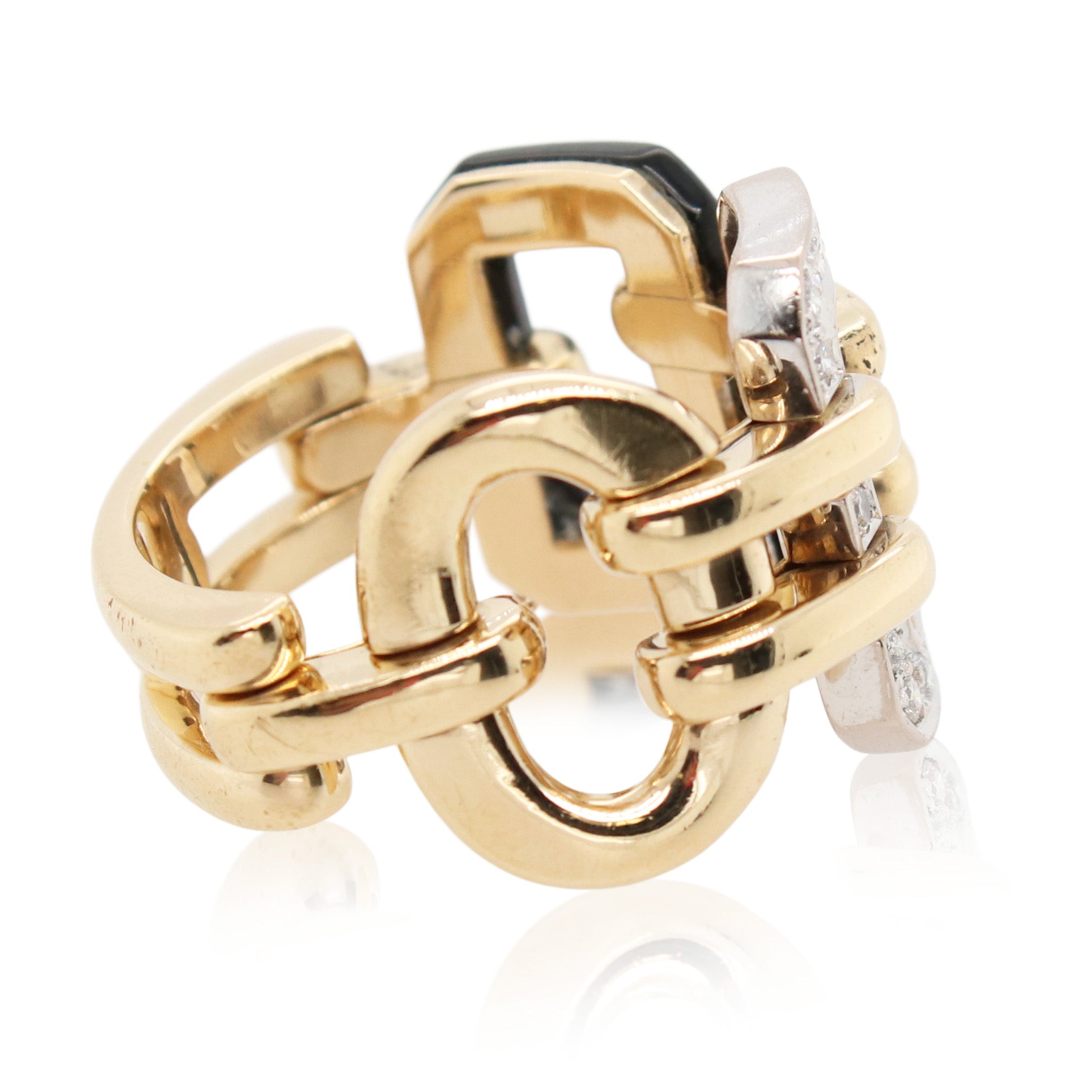 Estate Chanel Pavé Diamond and Black Onyx Ring