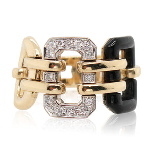 Estate Chanel Pavé Diamond and Black Onyx Ring