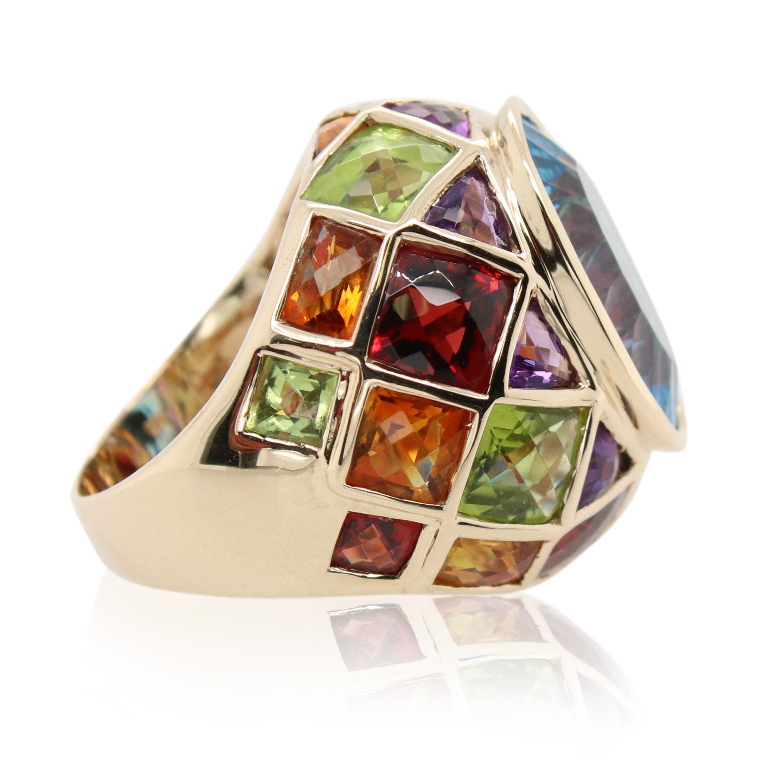 Estate Blue Topaz and Multi-Colored Gemstone Ring