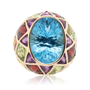 Estate Blue Topaz and Multi-Colored Gemstone Ring