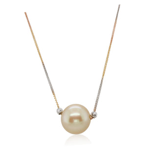 Estate Pearl Pendant with Tri Colored Chain