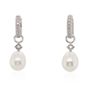 Pearl and Diamond Accented Drop Earrings
