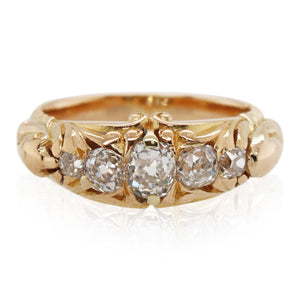 Estate Old Mine Cut 3 Stone Diamond Ring