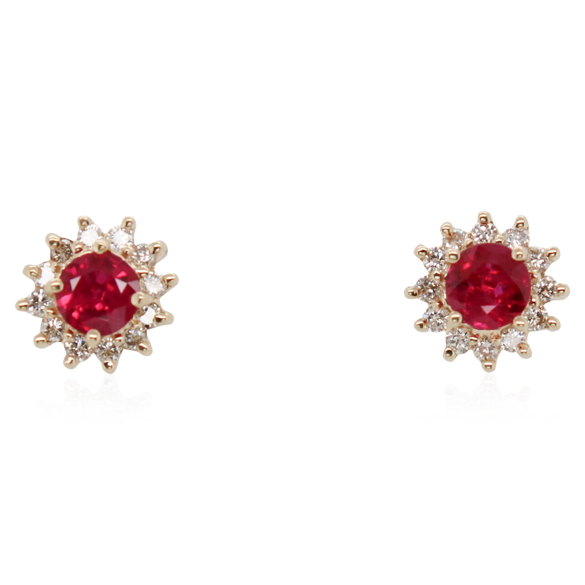 Estate Ruby and Halo Diamond Studs