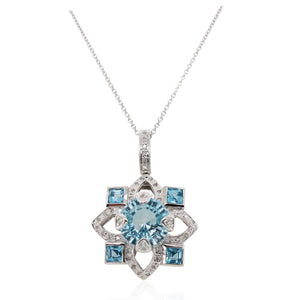 Estate Blue Topaz and Diamond Pendant