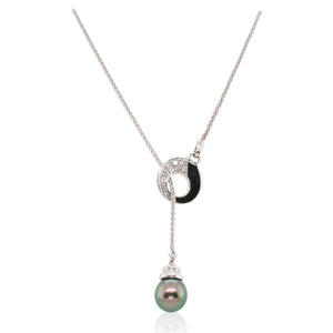 Grey Pearl and Diamond Slide Necklace
