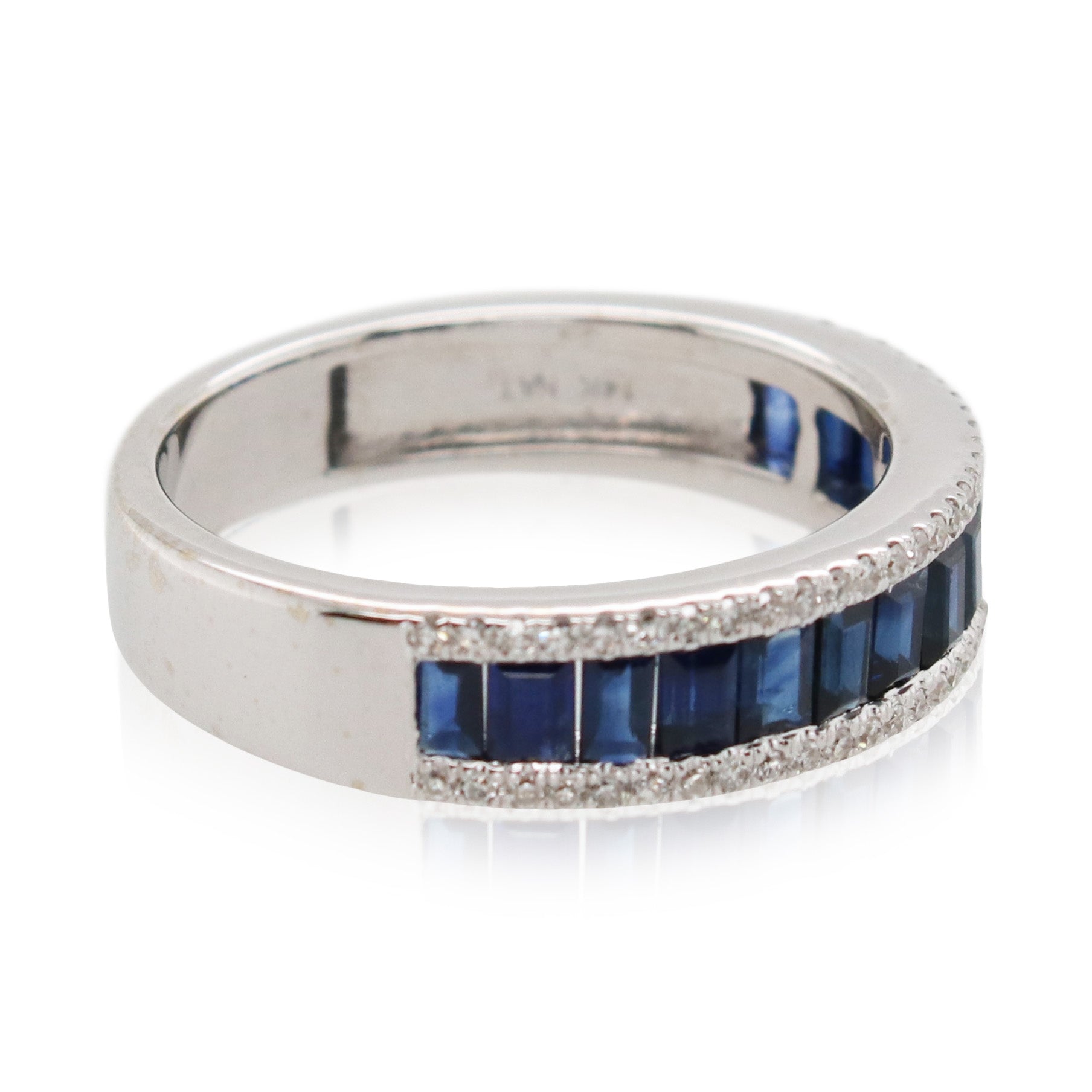 Sapphire and Diamond Tri Row Band