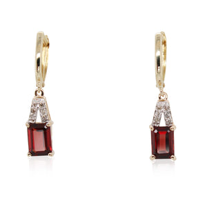 Estate Garnet and Diamond Drop Earrings