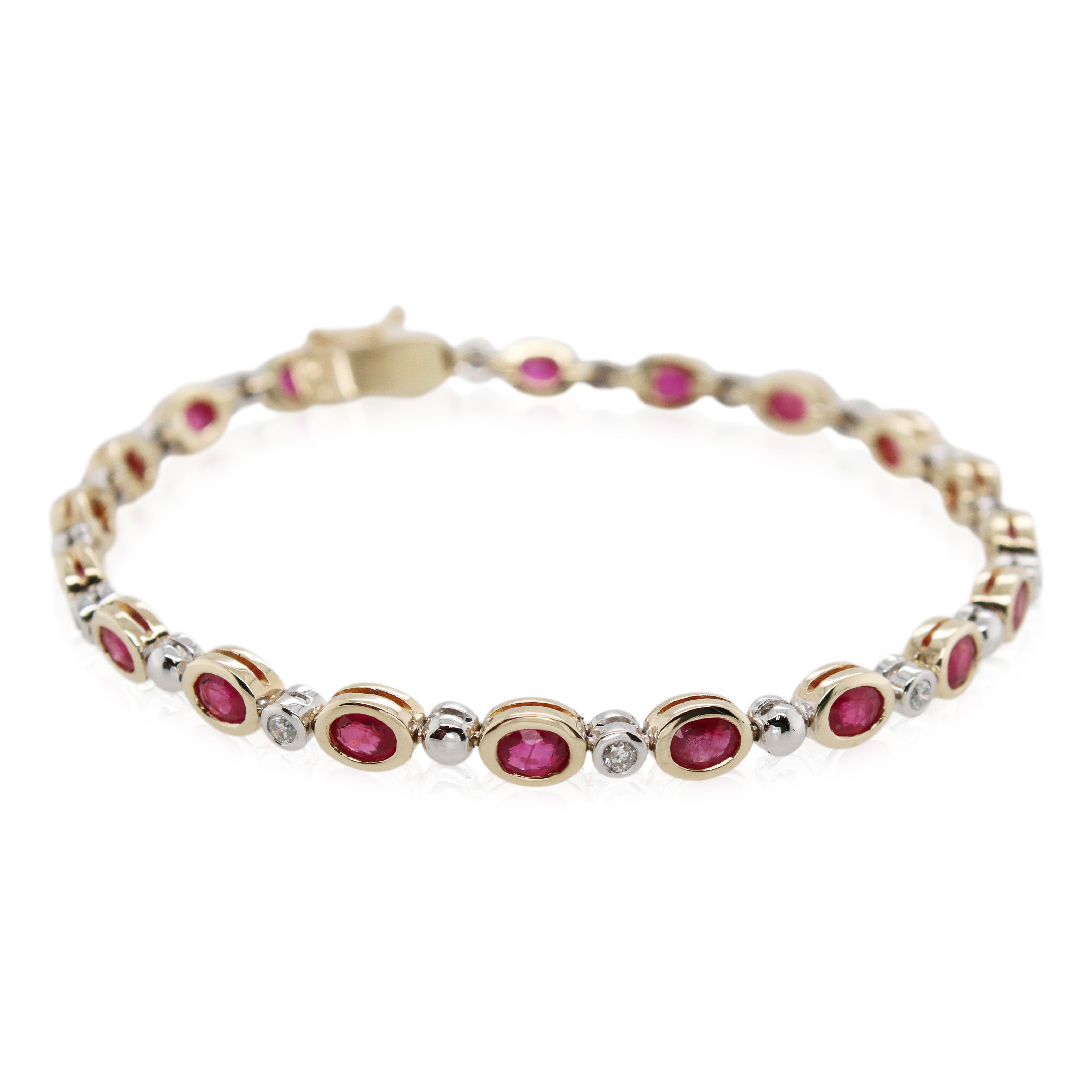 Estate Bezel Set Ruby and Diamond Bracelet