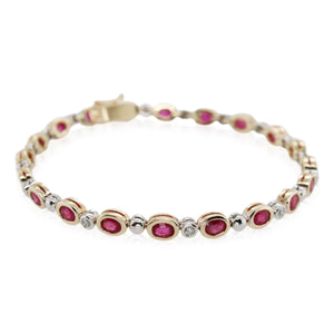Estate Bezel Set Ruby and Diamond Bracelet