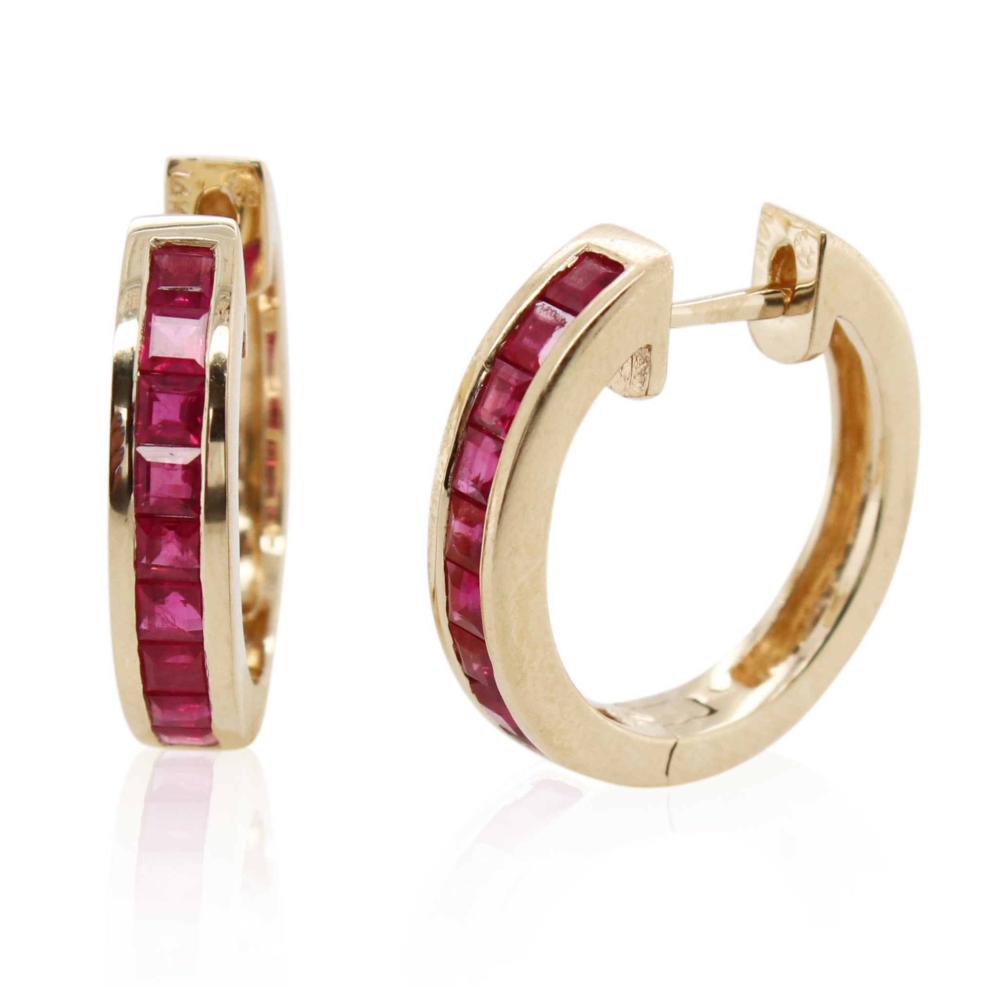 Estate Channel Set Ruby Hoops